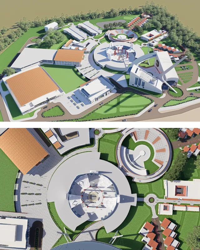 Cultural precinct: masterplan and aerial views