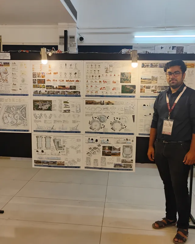 Yogesh K. M. with his thesis exhibition